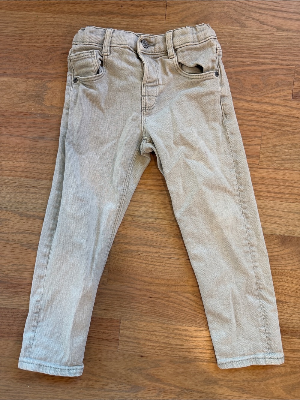 Zara Kids Light Gray Green Stretch Straight Leg Jeans Boys 4T